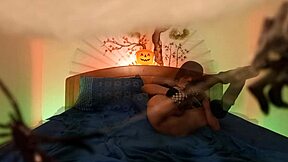 Emo Femboy Moans Through Bareback Halloween Orgasm