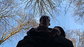 In the shadow with my 9 inches cock for cute european twink handjob outdoor sexy fun