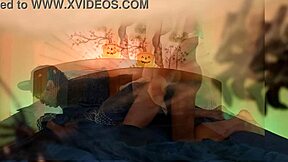 Emo Femboy Moans Through Bareback Halloween Orgasm