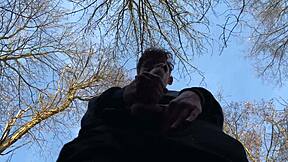 In the shadow with my 9 inches cock for cute european twink handjob outdoor sexy fun