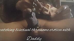 Watching that bisexual threesome erotica with daddy using cock ring
