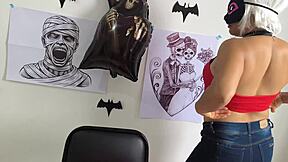 Trick-or-Treating Stepdad Enjoys Perverted Halloween with Juicy Spit-Soaked Cocksucking Until Cumming