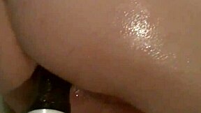 Solo boy starts riding his dildo softly