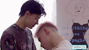 pink haired oliver gets analyzed but logan fucks him hard with cumshot