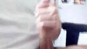 Amateur guy masturbates his big monster cock very richly and intensely.