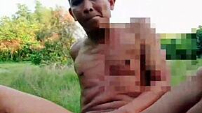 Myanmar gay cocklovermlm naked outdoor anal with asian ass fucking bottle forest twink