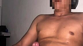 Young Dark-Skinned Colombian Guy Strokes His Thick Cock In Amateur Solo
