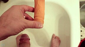 Amateur thrusting dildo suck solo