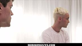 Two Mormon Twinks Suck and Fuck Bareback Before Bear Church President