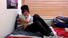 Emo cutie Damien Winters jerks his monster cock hard in intense solo casting!