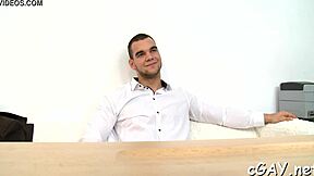 handsome hunk experiences intense thrusting in garage pov