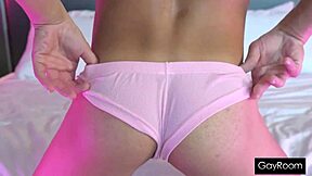 rabbit toy buzzes as i swallow jock's big cock