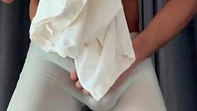 college twink caught stroking monster cock moans spreads tight ass in shorts for pov tease