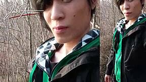 jon arteen wanks twink cock outdoors cum drips from fingers