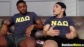 straight frat bros jerk off into first time fuck