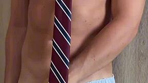 after school twink in uniform humps pillow. bubble butt big cock shakes wildly.