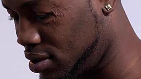 Gay Black Hunk Jizzes on Twink Face in Interracial 3some