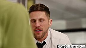 hot bartender bends for huge cock bareback ass pounding