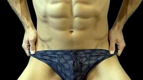 ai twink stretches tight shorts on stool trailer hot body