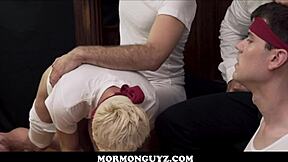two mormon twinks punished anal spanking dildo missionary garage boss toy