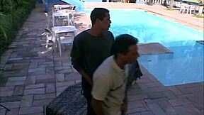 Brazilian Latino Twink Couple Poolside Hard Ass Fuck