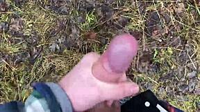 Young Cute European Twink Strokes Monster Cock Outdoor Orgasm