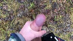 Young Cute European Twink Strokes Monster Cock Outdoor Orgasm