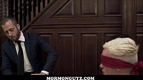 two mormon twinks punished anal spanking dildo missionary garage boss toy