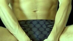 ai twink stretches tight shorts on stool trailer hot body