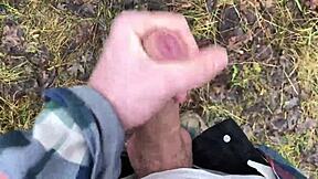 Young Cute European Twink Strokes Monster Cock Outdoor Orgasm