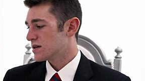 Hey bishop uniform blowjob leads to taboo cumshot