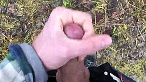 Young Cute European Twink Strokes Monster Cock Outdoor Orgasm