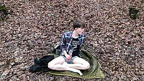 daddy, film your cute twink handjob camping outdoor sexy european monster cock