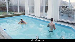 Twinks Rip Into Bareback Ass Pounding Post-Pool Romp!