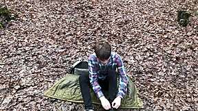 daddy, film your cute twink handjob camping outdoor sexy european monster cock