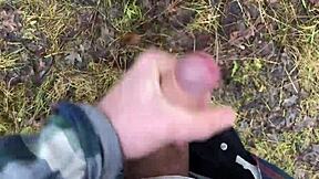 Young Cute European Twink Strokes Monster Cock Outdoor Orgasm