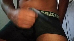 peeling cock head in underwear then piss on face