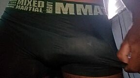 peeling cock head in underwear then piss on face