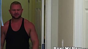 Blonde hunk rims big black cock before bareback group bang?