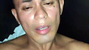 milking cum from sauna slut's loaded ass