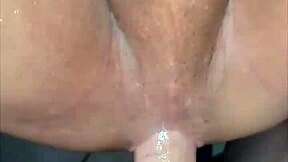 milking cum from sauna slut's loaded ass