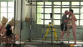 master doms torment three twinks' nipples!! cock strokes and kinky group fetish part 2