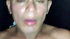 milking cum from sauna slut's loaded ass