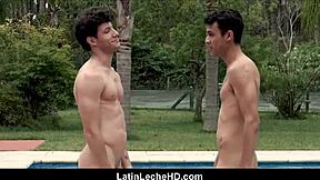 Two Spanish Latino Twinks Bareback Anal Fuck Outdoors on Vacation
