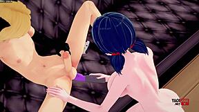 Anime Cosplay Ladybug Yaoi Catnoir Adrien Agreste Dildo 3D Gay Hentai