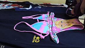 cumshot in barbie bikini lingerie fetish explosion