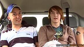 Naughty Redhead Kristian Kerner Fucks Cute Twink Ass in Car Threesome