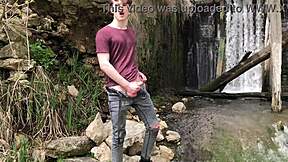 oh man this hot hunk's jerking his huge 23cm dick by the dam in public teen boy 18+