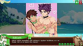 Yoichi pounds Keitaro's ass with huge monster cock russian voice scene 3