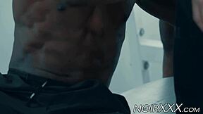 Athletic Black Hunks Rim Big Cocks In Gym Threesome Anal